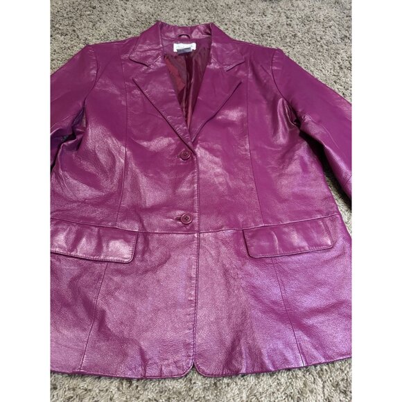 CHADWICKS Fuchsia Leather Jacket Blazer 2-Button Preppy Classic Academia 14 - Picture 6 of 11